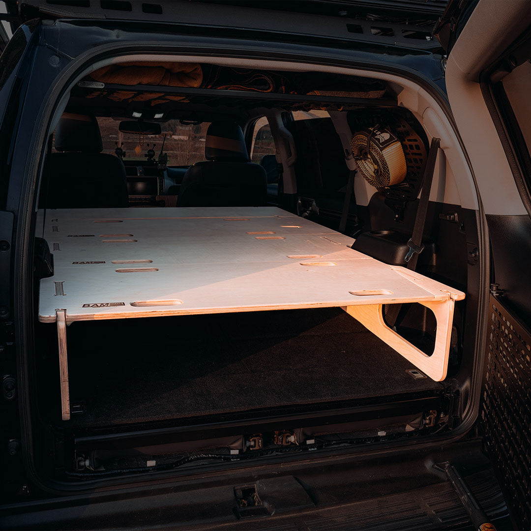 Shown: similar BamBeds kit in a Lexus GX460. It isn't the Toyota 4Runner 5th Gen 3rd-Row Widthwise BamBed kit; the final kit may differ.