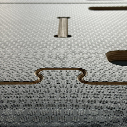 Non-slip Hex Baltic Birch BamBed surface with interlocking panel joint
